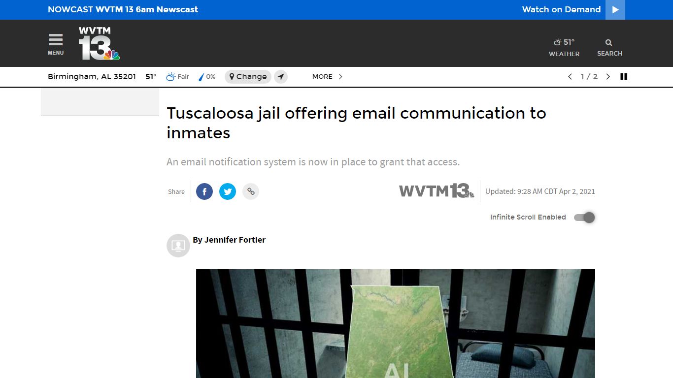 Tuscaloosa jail offering email communication to inmates - WVTM Channel 13