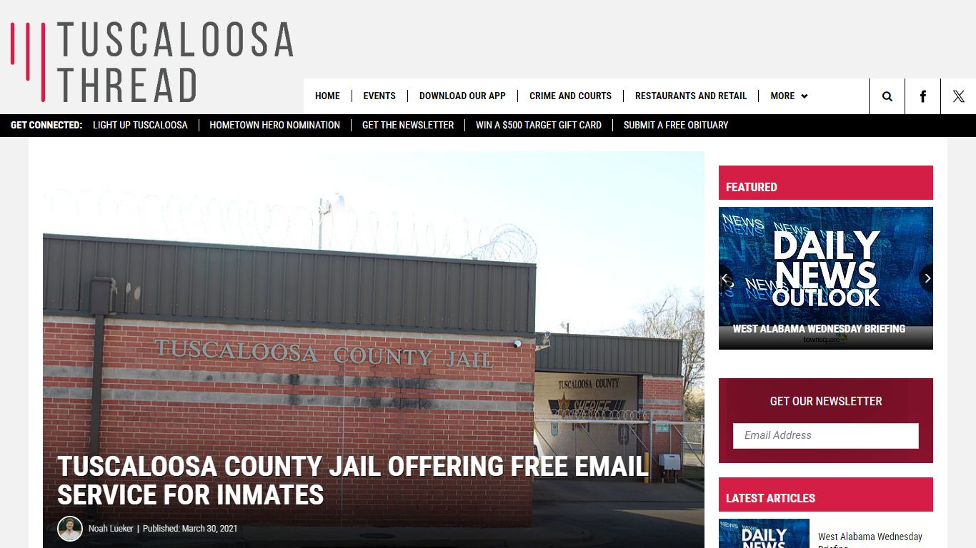 Tuscaloosa County Jail Offers New Inmate Email Program